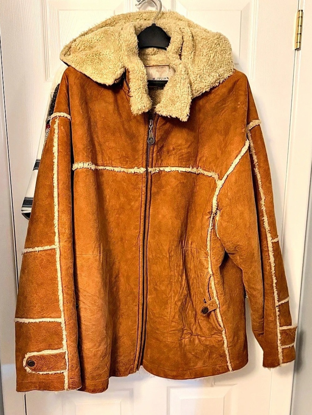 Wilson 100% Suede Leather M. Julian Shearling-Lined Brown winter coat.(Heavy)